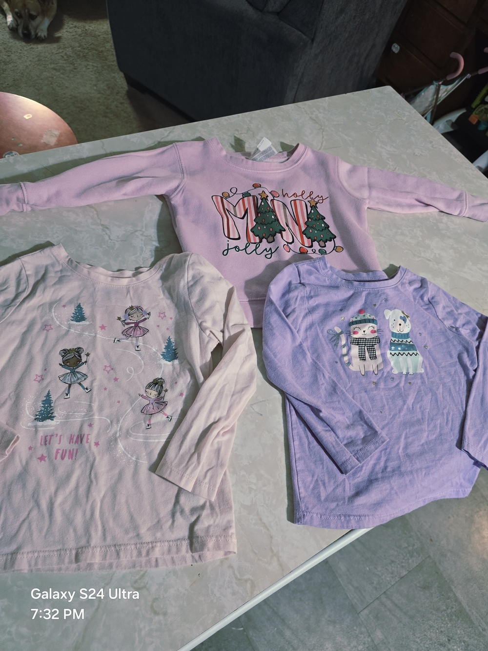 Carter's Pink & Lavender Holiday Long Sleeve Tees